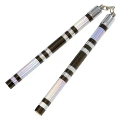 Hot Century US Retail Chrome Stripe Taped Competition Nunchaku