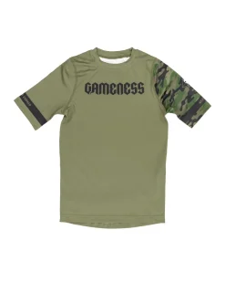 Discount Gameness Combate Youth Short Sleeve Rash Guard Olive