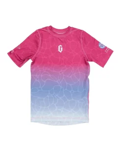 Outlet Gameness Girl's Tempest Short Sleeve Rash Guard Pink/Blue