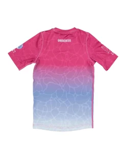 Outlet Gameness Girl's Tempest Short Sleeve Rash Guard Pink/Blue