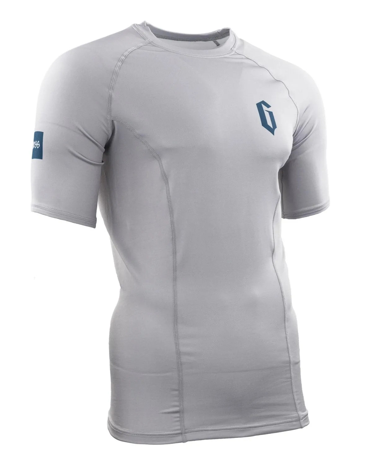 Best Gameness Men's Short Sleeve Solid Rash Guard Grey