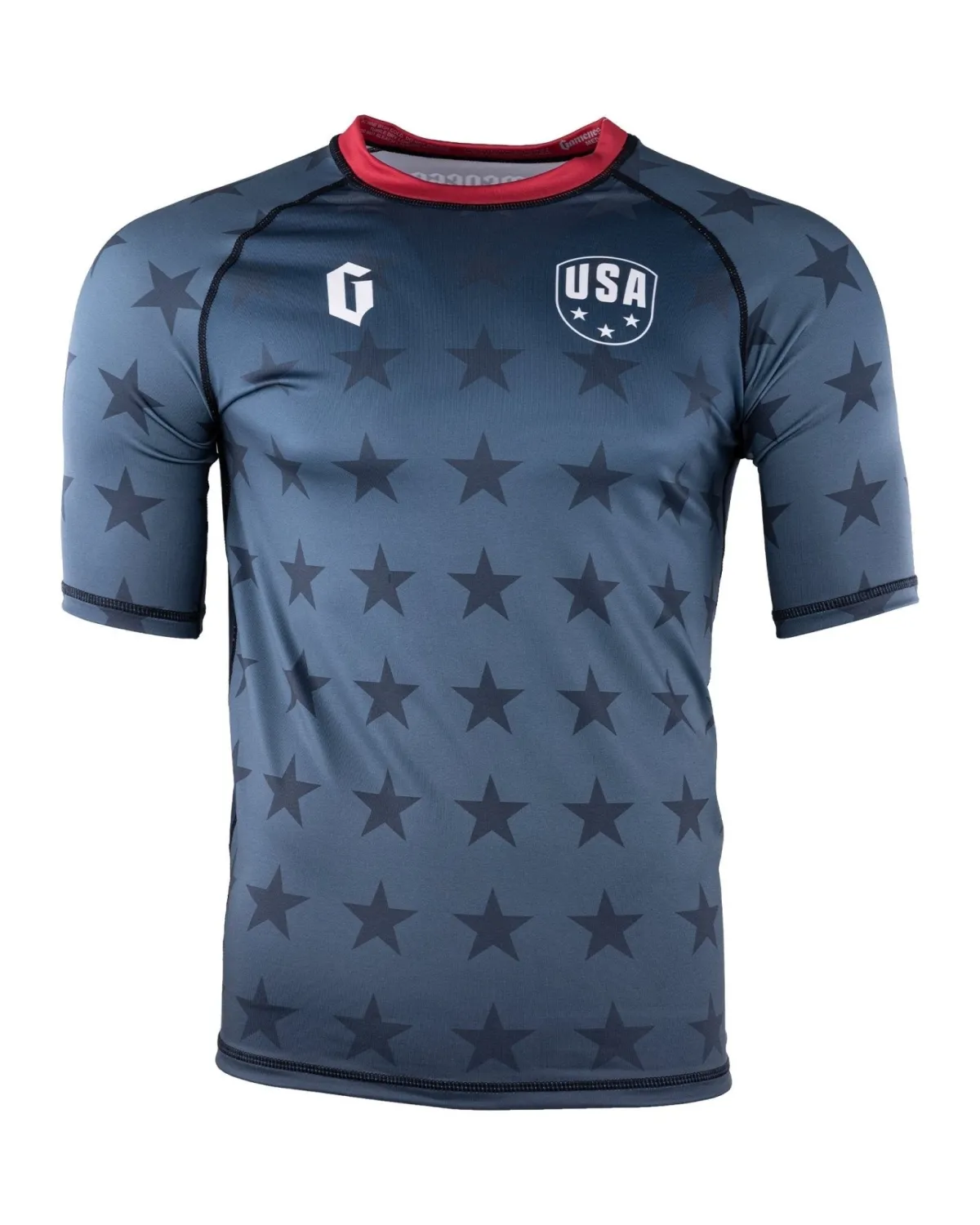Discount Gameness USA Stars Short Sleeve Rash Guard Blue