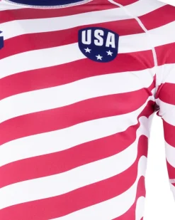 Online Gameness USA Stripes Short Sleeve Rash Guard White/Red