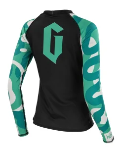 New Gameness Women's Long Sleee Bravo Rash Guard Black/Teal