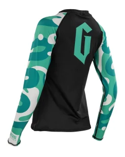 New Gameness Women's Long Sleee Bravo Rash Guard Black/Teal