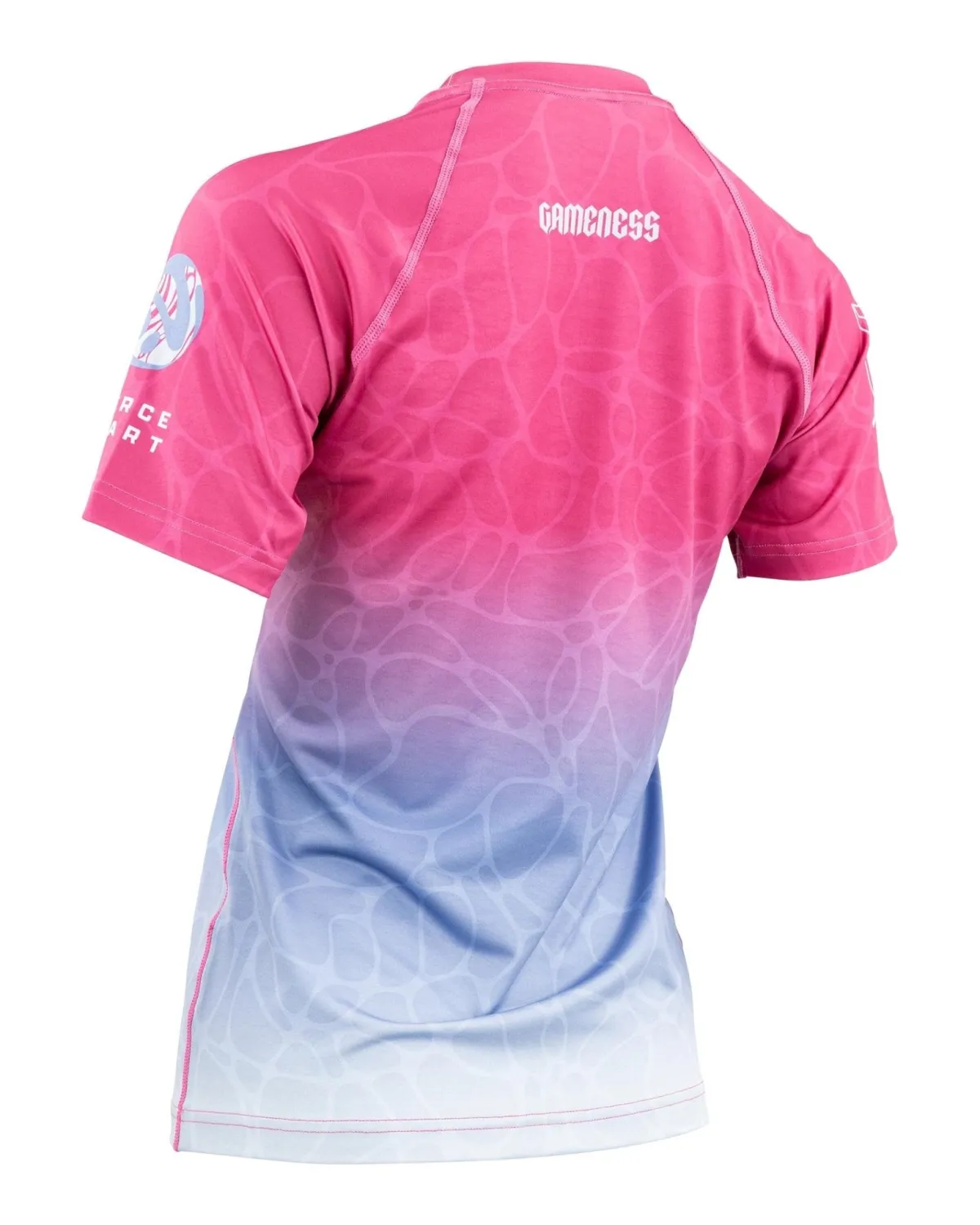 Outlet Gameness Women's Tempest Short Sleeve Rash Guard Pink/Blue