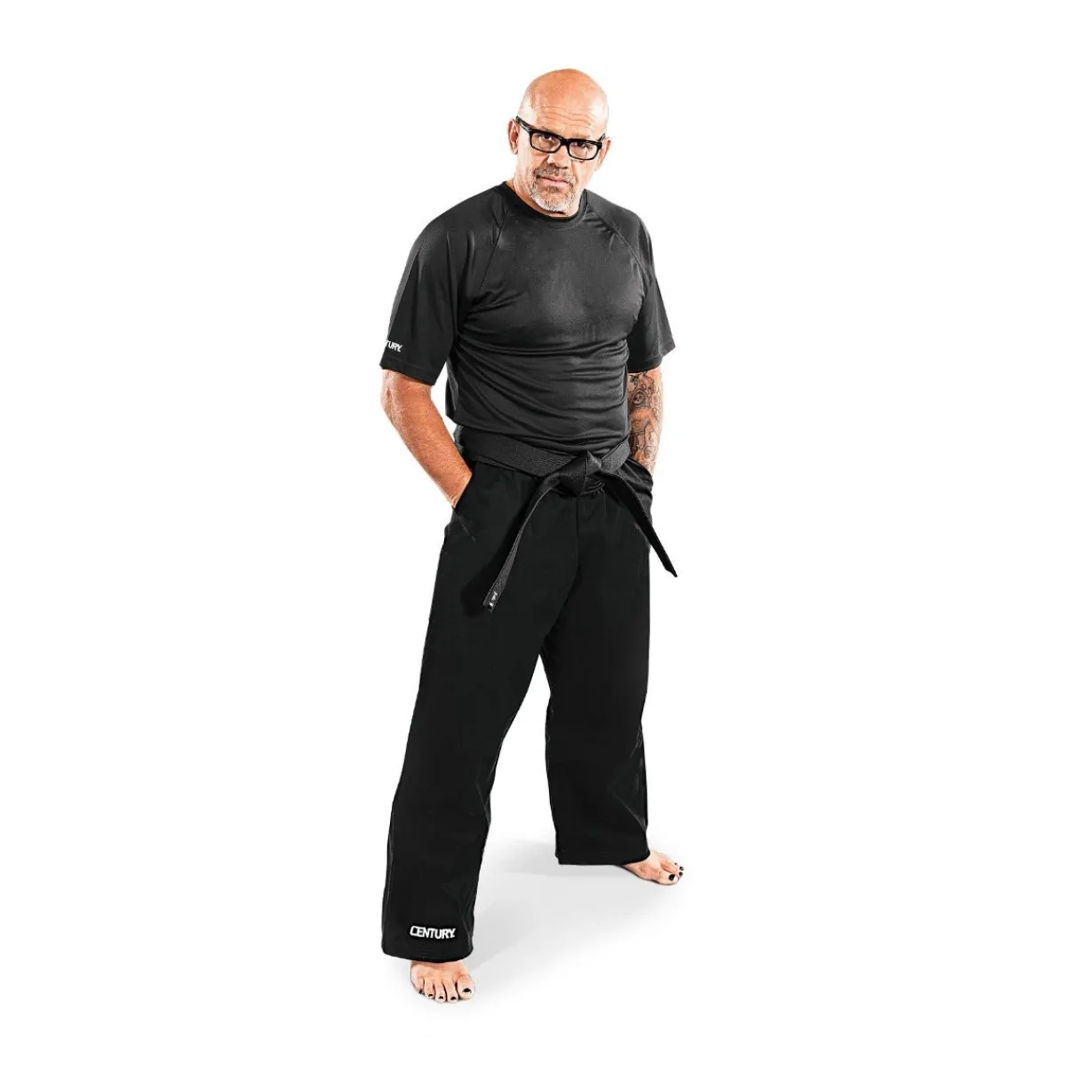 Discount Century Martial Arts 10 oz. Middleweight Brushed Cotton Traditional Waist Pants Black